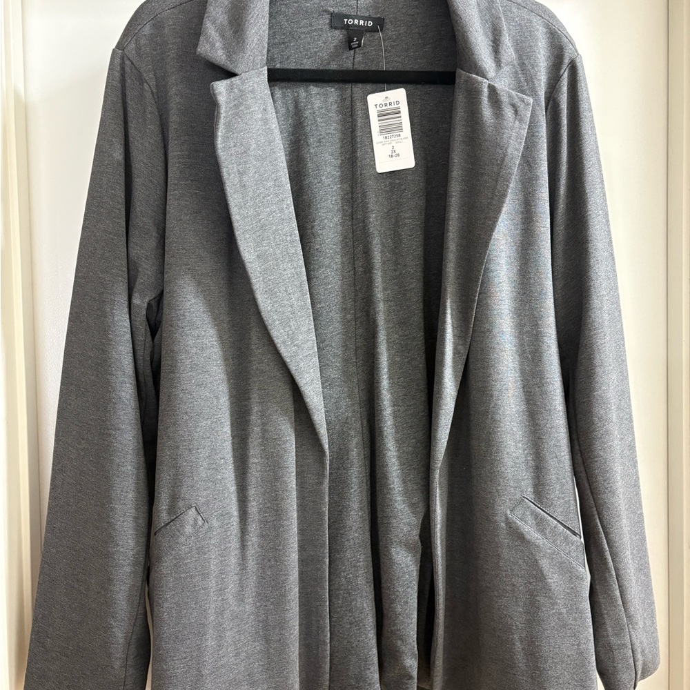 Torrid Gray Blazer Lightweight Open-Front Jacket